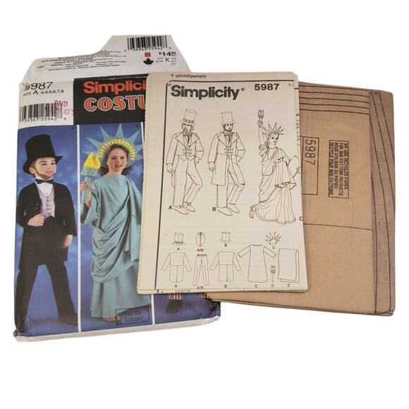 Simplicity Childrens Costumes Patriotic Statue of Liberty Kids Halloween UNCUT - Picture 4 of 4